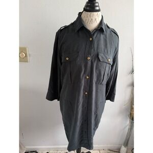 Denim & Supply Ralph Lauren Black Utility Shirt Dress Gold Crest Buttons XL